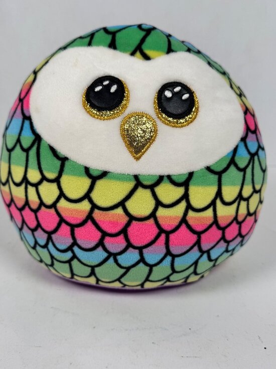 Ty Squish-A-Boos Owen Owl Plush Rainbow Tie-Dye Stuffed Animal Toy - Picture 1 of 11